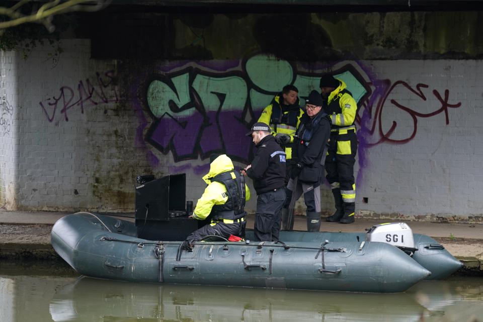 Specialist Group International stop underneath a bridge on the River Soar as they search for missing two-year-old Xielo Maruziva (Joe Giddens/PA Wire)
