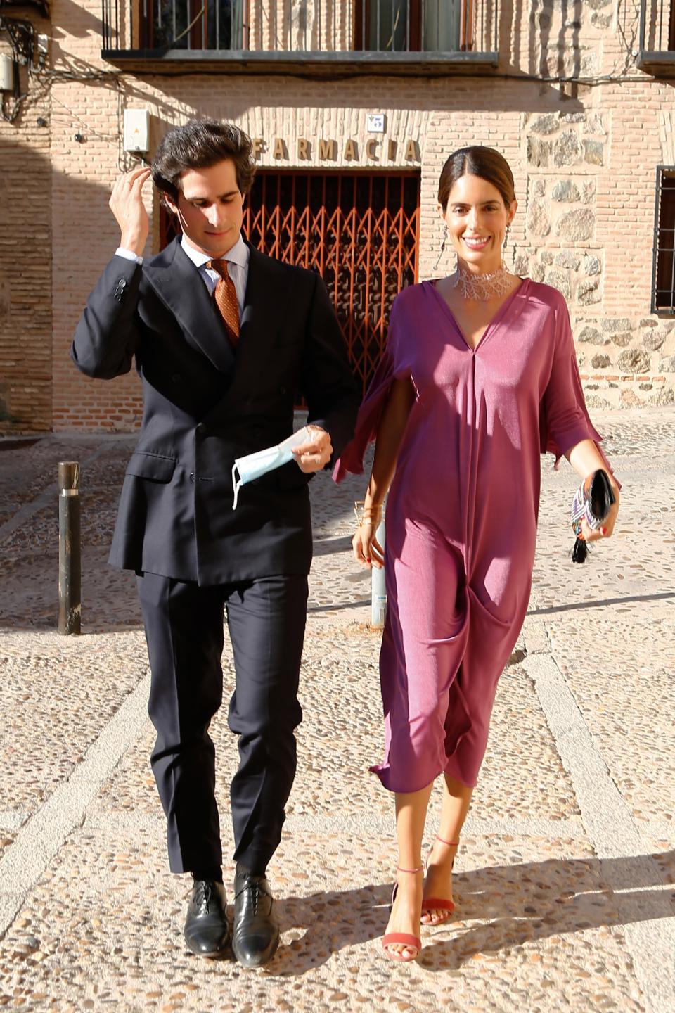 TOLEDO, SPAIN - SEPTEMBER 10: Fernando Fitz-James Stuart and Sofia Palazuelo attend the wedding of Micaella Rubini and Jaime Palazuelo on September 10, 2021 in Toledo, Spain. (Photo By Javier Ramirez/Europa Press via Getty Images)