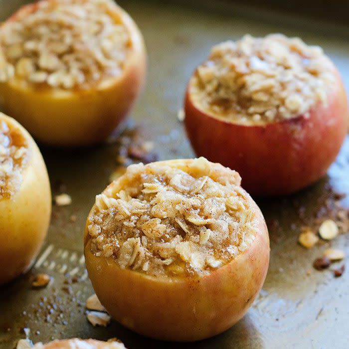 <p>Stuffing <a rel="nofollow noopener" href="https://www.redbookmag.com/food-recipes/entertaining/a40755/healthy-apple-crisp-recipe-hack/" target="_blank" data-ylk="slk:apple crisp;elm:context_link;itc:0;sec:content-canvas" class="link ">apple crisp</a> into nearly whole apples means you're about to get a fall flavor-bomb in your mouth. </p><p><strong>Get the recipe at <a rel="nofollow noopener" href="http://life-in-the-lofthouse.com/apple-crisp-stuffed-baked-apples/" target="_blank" data-ylk="slk:Life In the Lofthouse;elm:context_link;itc:0;sec:content-canvas" class="link ">Life In the Lofthouse</a>.</strong></p>