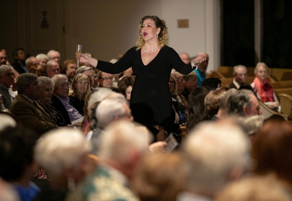 Jordan Blair performs during the opening number at the Gulfshore Opera 10th Anniversary Celebration on Friday, Feb. 9, 2024, at Moorings Presbyterian Church in Naples.