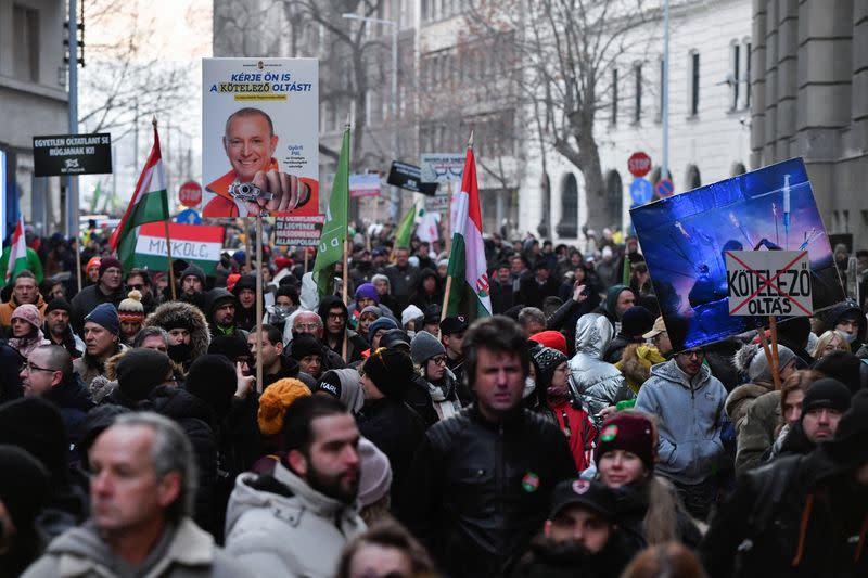 Protest against COVID-19 restrictions and vaccines, in Budapest