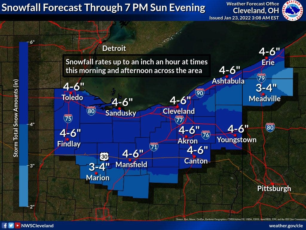 A winter weather advisory is in effect until 7 p.m. Sunday for most of northern Ohio.