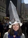 Jennifer Maufrais poses for a portrait as she takes part in the annual Easter Bonnet Parade in New York April 20, 2014. REUTERS/Carlo Allegri (UNITED STATES - Tags: SOCIETY RELIGION)