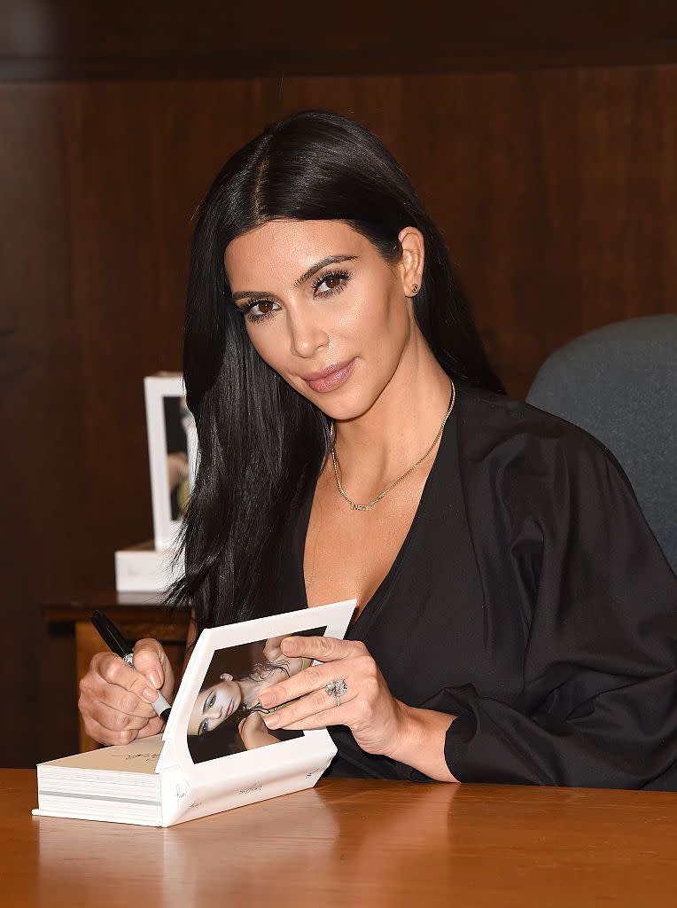 <p>In 2015, Kardashian released her first book - a coffee table photobook full of selfies entitled Selfish. In an interview with <a href="https://abcnews.go.com/Entertainment/kim-kardashian-talks-selfies-upcoming-book-release/story?id=29326073" rel="nofollow noopener" target="_blank" data-ylk="slk:AdWeek;elm:context_link;itc:0;sec:content-canvas" class="link ">AdWeek</a> Kim, who was dubbed the Queen of Selfies at the time, said she took her first one in 1984.</p>