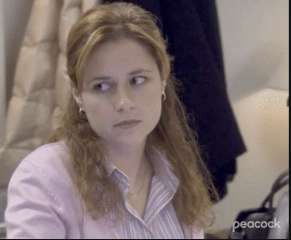 Pam from "The Office" looking annoyed