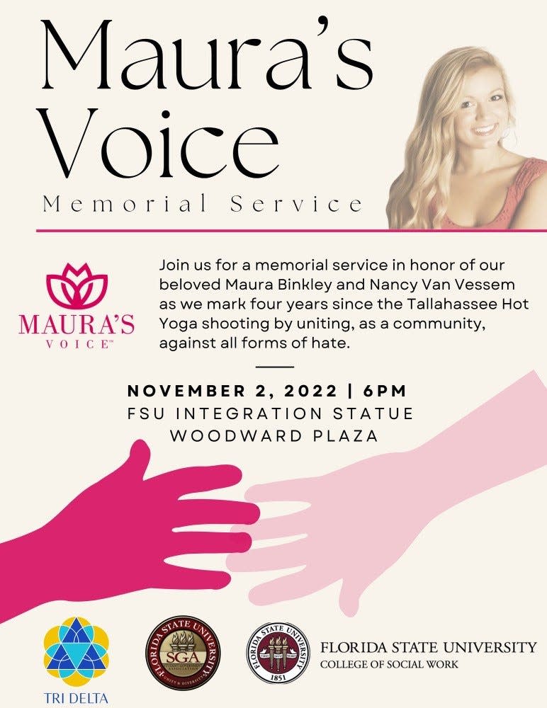 A memorial service is being held at Florida State University Wednesday, Nov. 2, 2022 to honor the 2018 yoga studio shooting victims.
