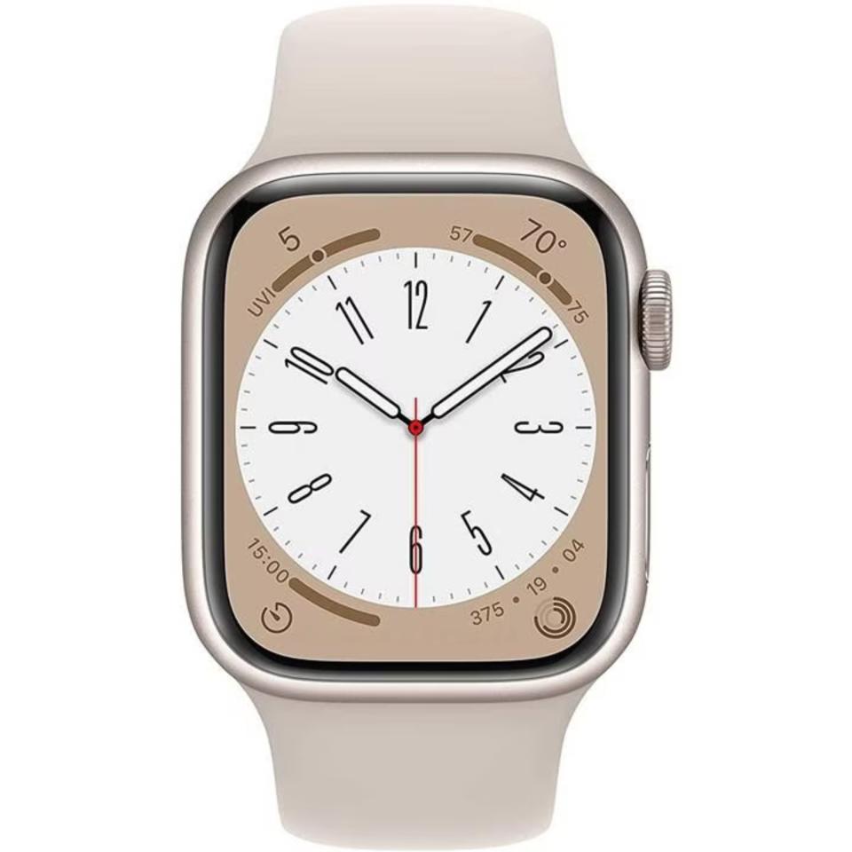 A beige Apple Watch Series 8 GPS on a white background.