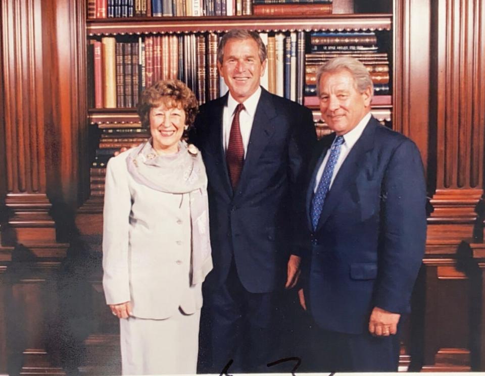 Mary Regula and U.S. Rep. Ralph Regula are shown with President George W. Bush.