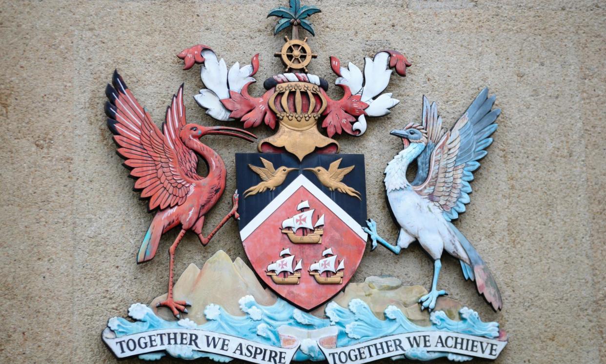 <span>Trinidad and Tobago’s coat of arms on a government building in the capital, Port of Spain.</span><span>Photograph: Ash Allen/AP</span>