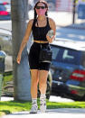 <p>Rumer Willis grabs a bottle of water as she leaves her morning workout on Wednesday in L.A.</p>