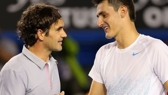 Federer and Tomic. Image: Getty