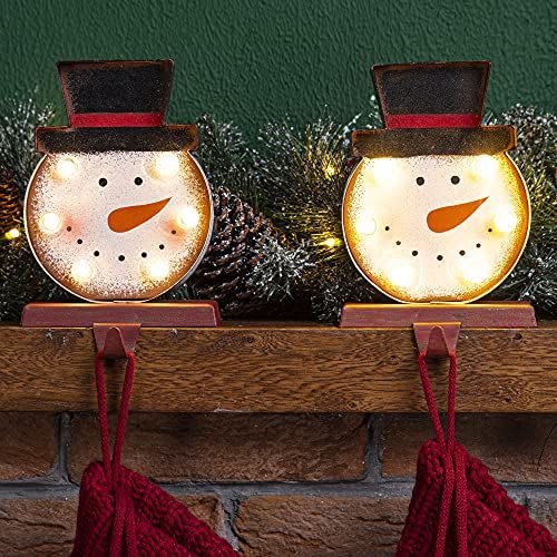 15) LED Lighted Snowman Head Stocking Holder