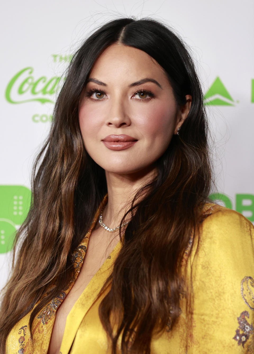 A closeup of Olivia on the red carpet