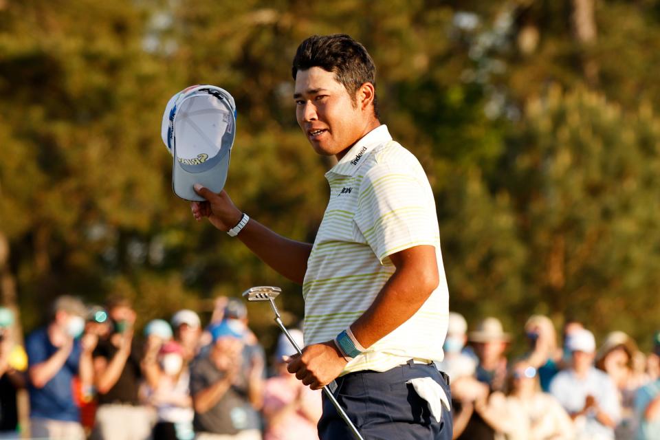 <p>Hideki Matsuyama celebrates becoming the 2021 Masters champion</p> (Getty Images)