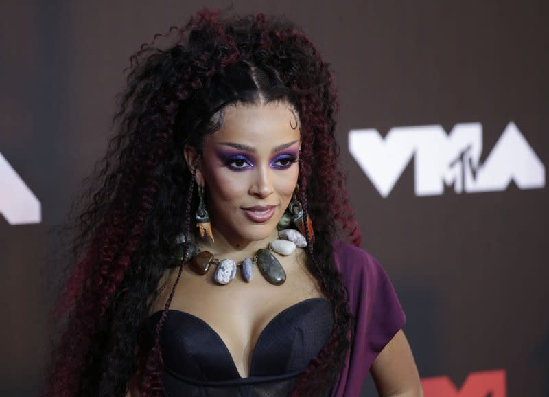 Doja Cat arrives on the red carpet at the 38th annual MTV Video Music Awards at Barclays Center in New York City on September 12, 2021. The singer turns 28 on October 21. File Photo by John Angelillo/UPI