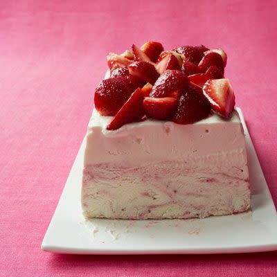 <p>This no-bake, frozen cheesecake only requires six ingredients and has a relatively simple preparation process that only takes 30 minutes. </p><p><em><a href="https://www.womansday.com/food-recipes/food-drinks/recipes/a11347/strawberry-ice-cream-cheesecake-recipe-wdy0812/" rel="nofollow noopener" target="_blank" data-ylk="slk:Get the Strawberry Ice Cream Cheesecake recipe.;elm:context_link;itc:0;sec:content-canvas" class="link ">Get the Strawberry Ice Cream Cheesecake recipe.</a></em></p>