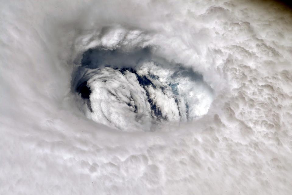 A handout photo made available by NASA shows an image of Hurricane Dorian's eye taken by NASA astronaut Nick Hague, from aboard the International Space Station (ISS), Sept. 2, 2019. (Photo: NASA/Nick Hague)