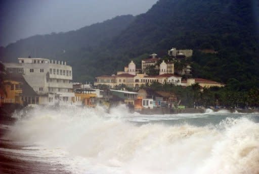 View of the rough surf at the Barra de Navidad community, Jalisco State. The area was bracing for the arrival of Hurricane Jova, a powerful storm that forecasters said could unleash torrential rains and life-threatening mudslides