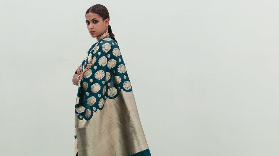 Guler sari from Angoori collection, 2019. Raw Mango. - Ritika Shah/Courtesy The Design Museum