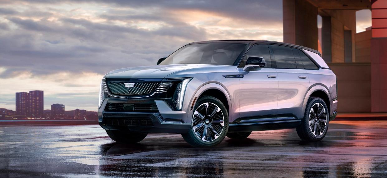 The 2025 Cadillac Escalade IQ electric SUV promises up to 750 hp, ultra-luxe accommodations and a base price around $130,000 that will go up to 450 miles driving range on a charge . The windshield and tailgate are both more sharply angled than the current Escalade, for appearance and aerodynamics.