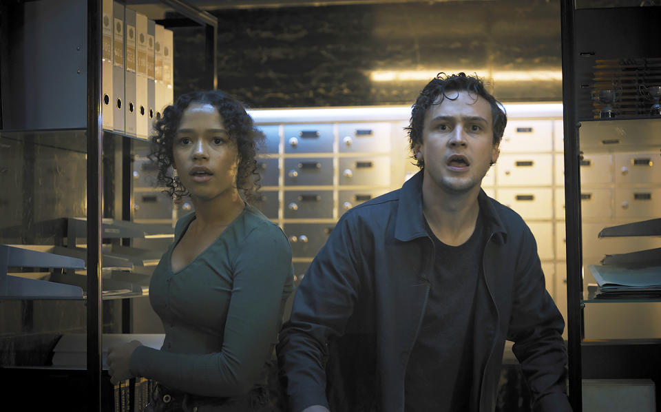 This image released by Sony Pictures shows Taylor Russell and Logan Miller in a scene from "Escape Room: Tournament of Champions." (Sony via AP)