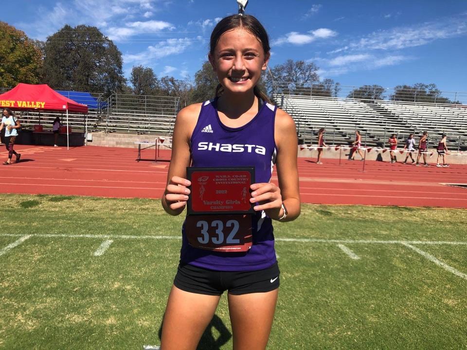 Shasta sophomore Elle Merrill won the West Valley Coed Invite on Oct. 7.