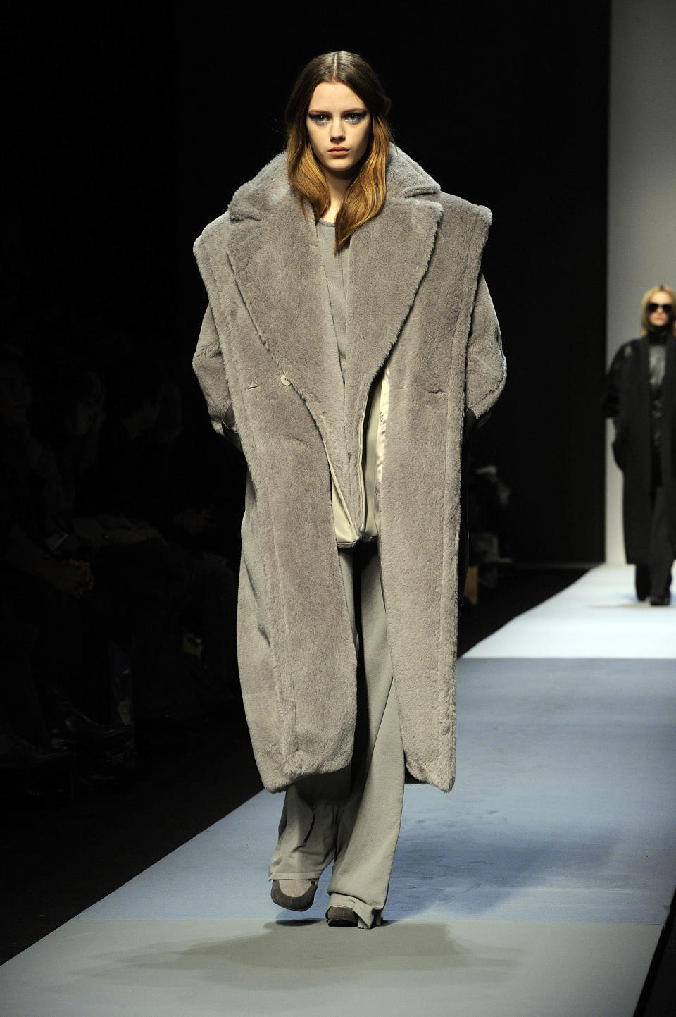 A model wears a creation for Max Mara women's Fall-Winter 2013-14 collection, part of the Milan Fashion Week, unveiled in Milan, Italy, Thursday, Feb. 21, 2013. (AP Photo/Giuseppe Aresu)