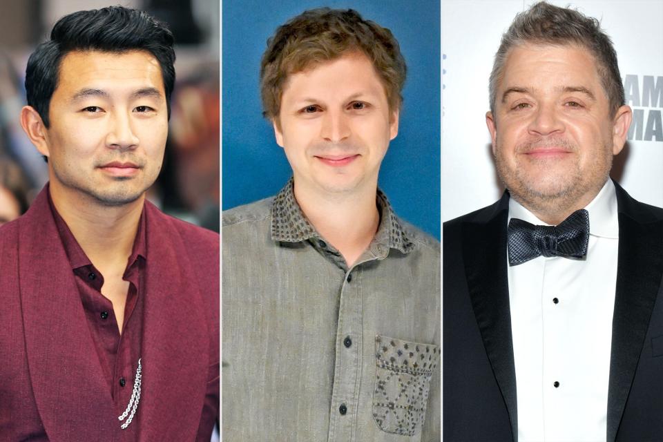 Simu Liu attends the "Shang-Chi" premiere screening on August 26, 2021 in London, England. (Photo by Mike Marsland/WireImage) ; Michael Cera poses backstage on Tuesday, July 19, 2022 -- (Photo by: Todd Owyoung/NBC/NBCU Photo Bank via Getty Images); Patton Oswalt attends the 33rd American Cinematheque Award Presentation Honoring Charlize Theron at The Beverly Hilton Hotel on November 08, 2019 in Beverly Hills, California. (Photo by Rodin Eckenroth/WireImage)