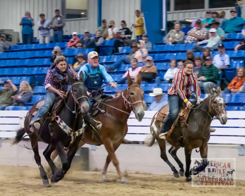 Mule races are a fixture of the annual event.