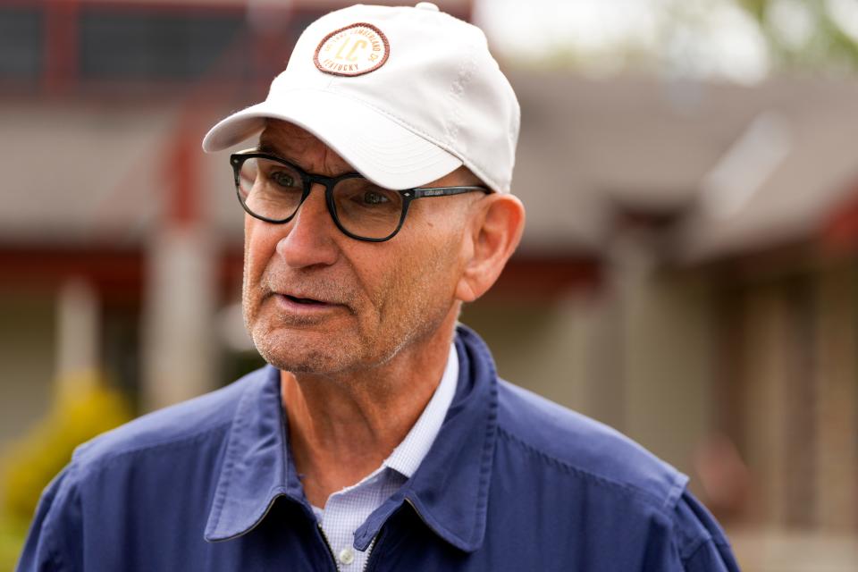 Leonard Culver, 71, of Anderson, talks about his decision to vote against the Forest Hills school levy outside of the Lutheran Church of the Resurrection polling place in Anderson Township, Ohio, on Tuesday, May 2, 2023.