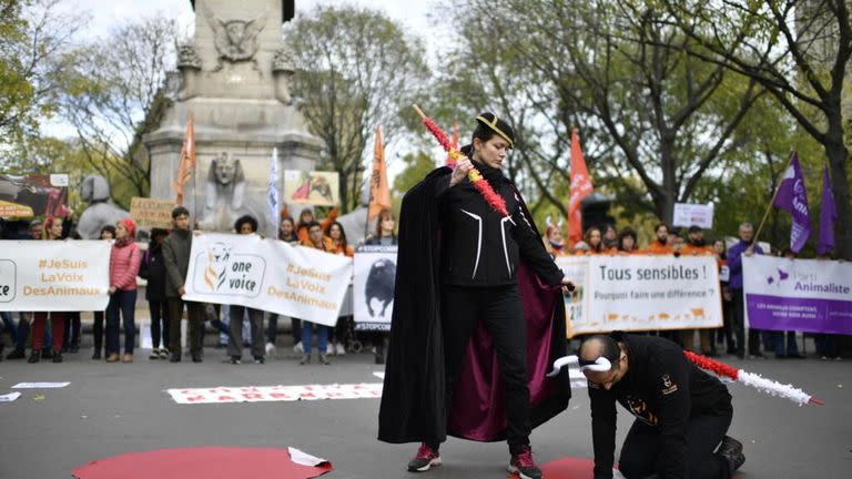 Una protesta en París contra las corridas de toros