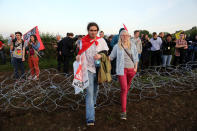 G8 Protesters break through an outer fence during a protest near the G8 summit in Loch Erne, Enniskillen.