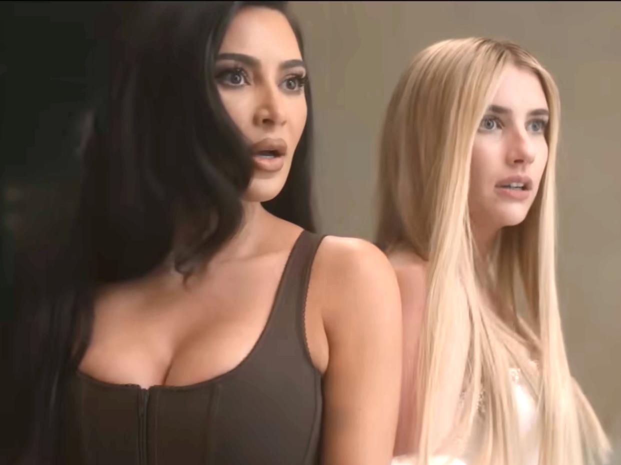 Kim Kardashian and Emma Roberts in the trailer for "American Horror Story: Delicate."