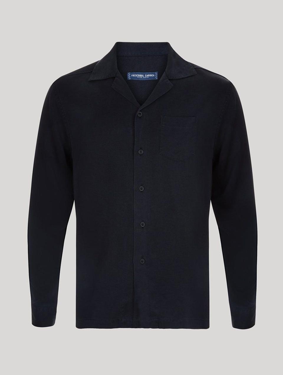 Long Sleeve Tencel Camp Collar Shirt