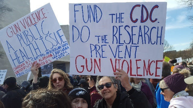 Protesters in Washington, D.C. advocate for funding gun violence research on March 24, 2018. (Photo: Adam Goren)