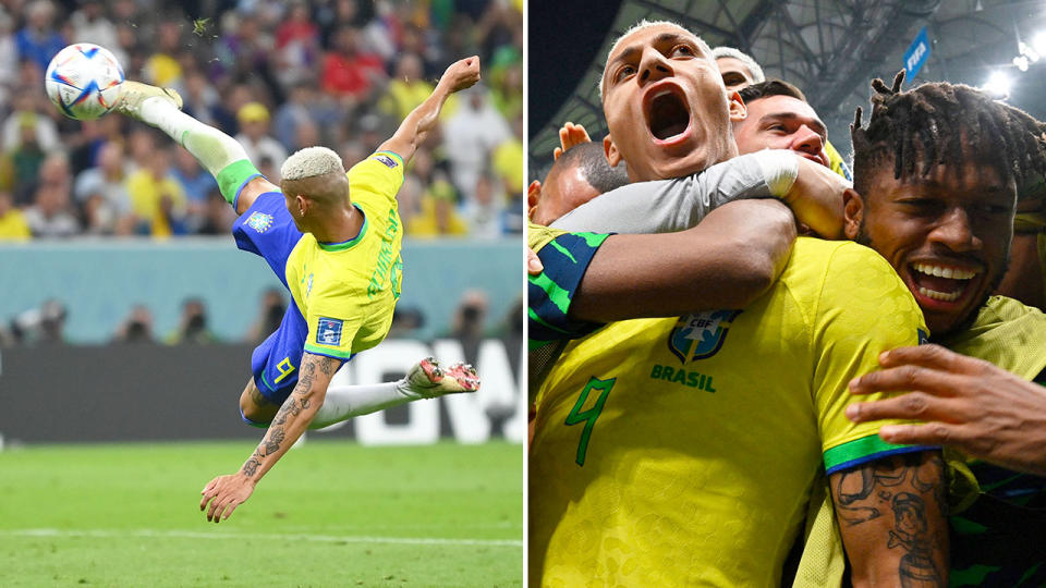 Richarlison's stunning bicycle kick strike for Brazil is already being tipped to be the goal of the World Cup. Pic: Getty