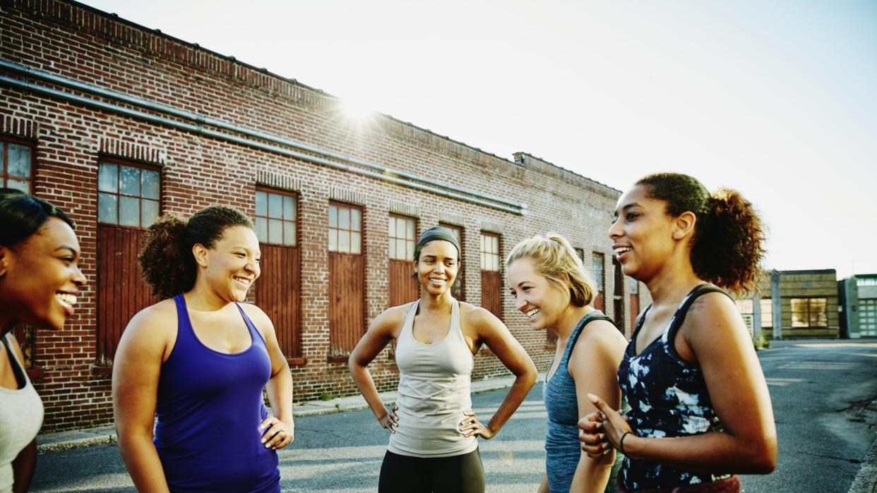 group of diverse women in inclusive fitness class