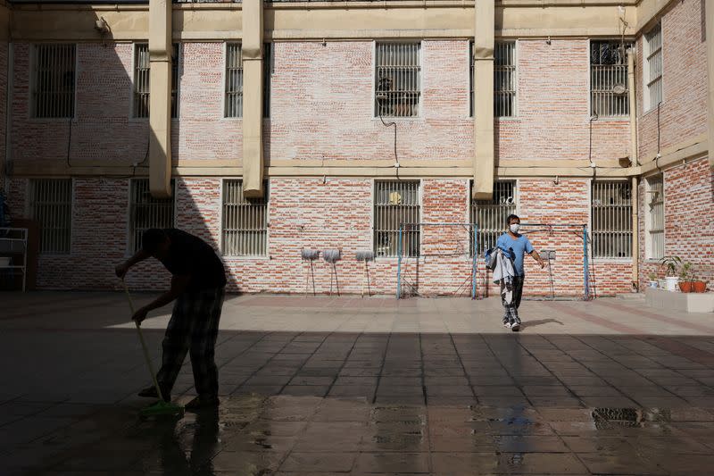 Prisoners are seen in Evin prison in Tehran