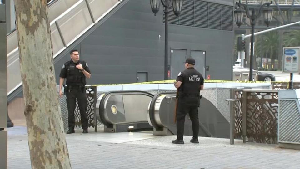 PHOTO: A woman died after being stabbed in the neck Monday morning on a Metro train before she got off at the Universal/Studio City station in Los Angeles, authorities said. (KABC)