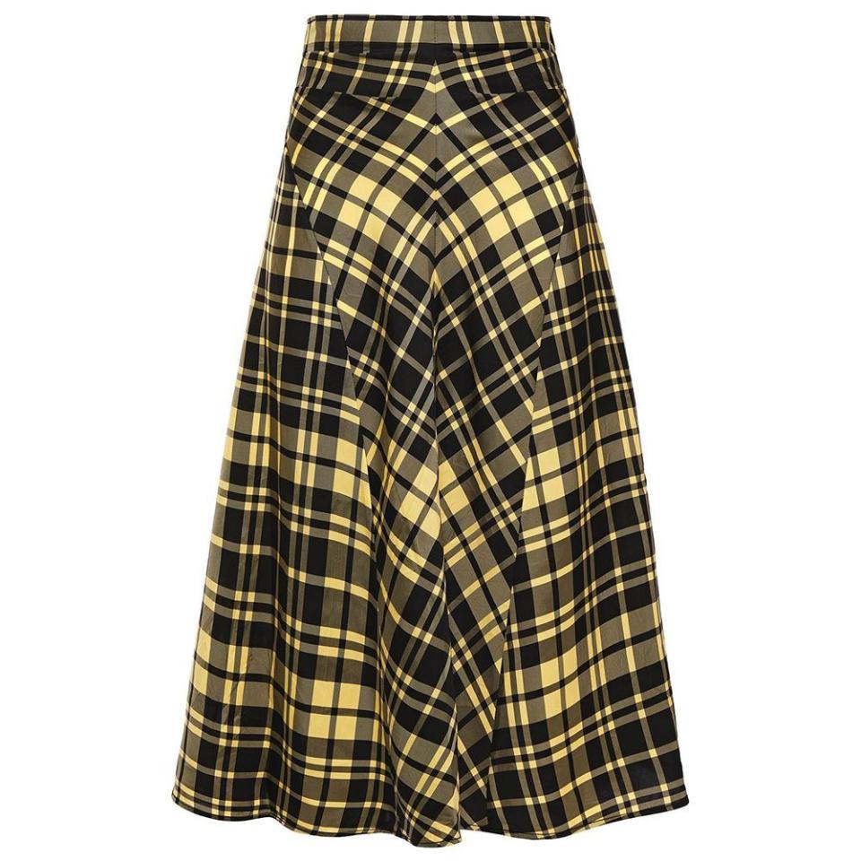 7) Checked Crinkled-Twill Skirt