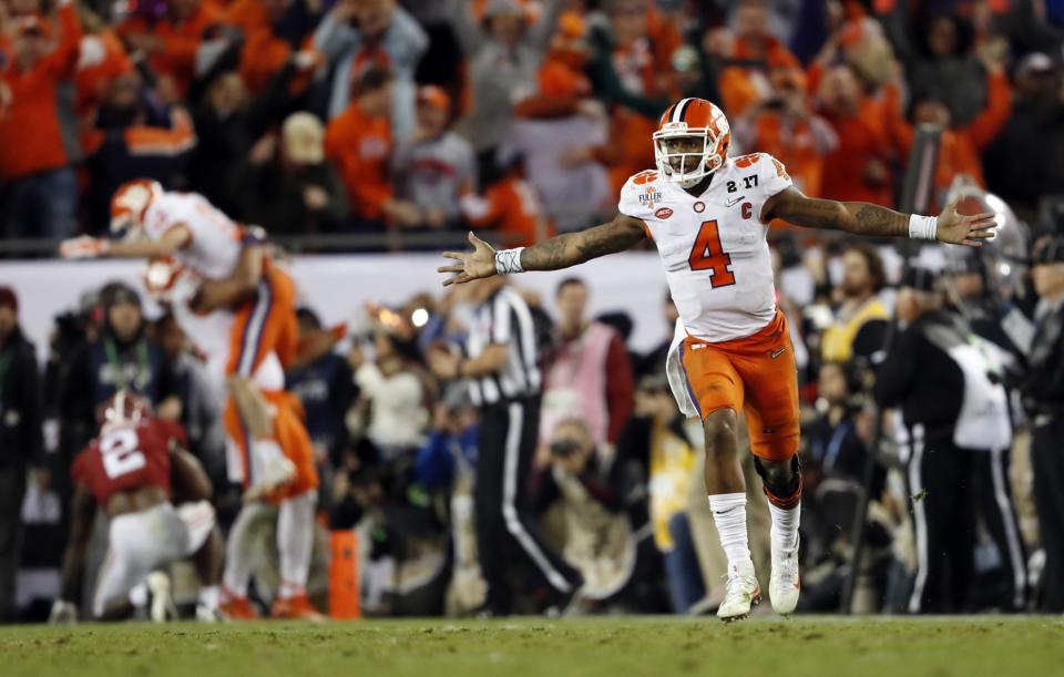 Deshaun Watson was apparently unwelcome in a Tuscaloosa bar after beating Alabama. (AP)