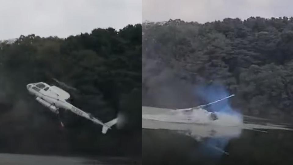 韓國驚傳直升機墜落意外。（圖／翻攝自Yonhapnews YouTube）