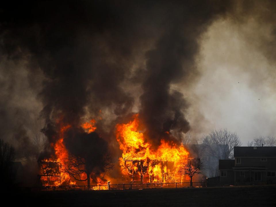 A house on fire in Colorado.