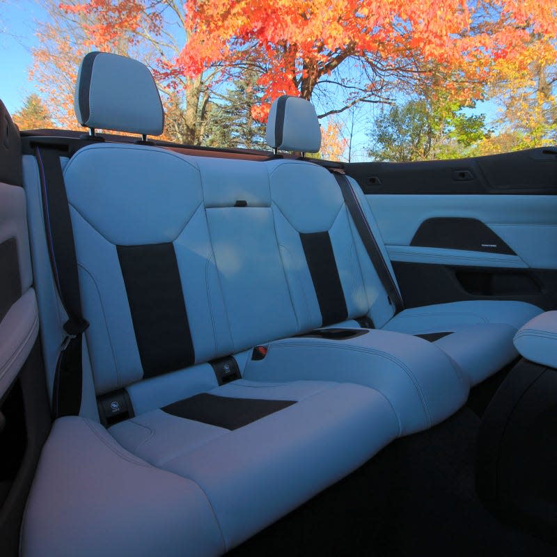 A photo of the back seat bench in the BMW M4 Competition Convertible. 