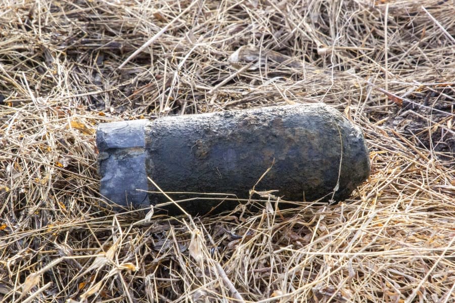 This artillery shell was found within the Little Round Top rehabilitation project area and dates from the Battle of Gettysburg, July 1-3, 1863. Courtesy of National Park Service, Gettysburg National Military Park.