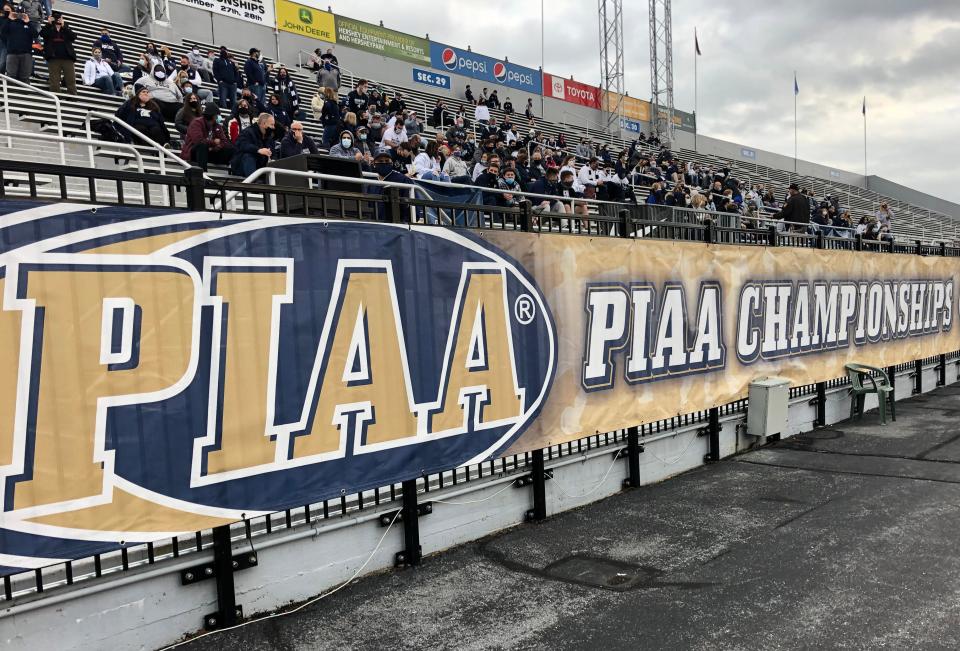 The Pennsylvania Interscholastic Athletic Association jurisdiction includes state football championship games, like the one shown here at Hersheypark Stadium in November 2020. The organization is fighting a court ruling that it is subject to the state's Right-to-Know Law.