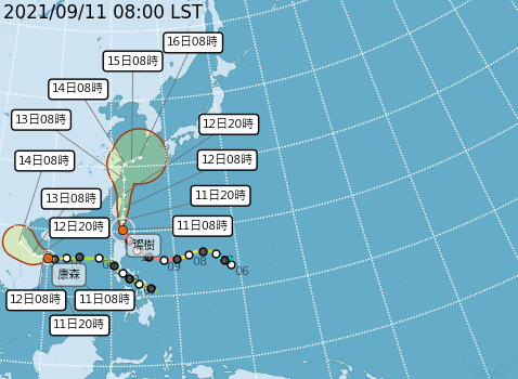 璨樹颱風預測路徑圖。（圖／中央氣象局）
