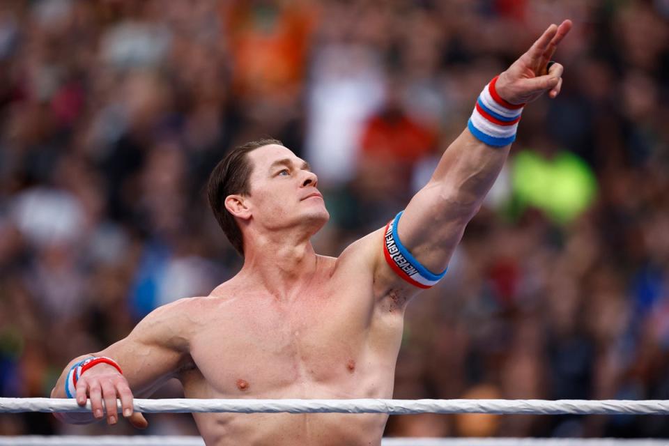 John Cena during WrestleMania Goes Hollywood at SoFi Stadium on April 01, 2023 in Inglewood, California. ((Photo by Ronald Martinez/Getty Images))