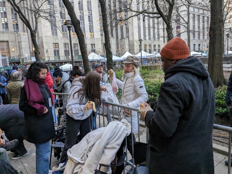 Outside the court on Tuesday morning.