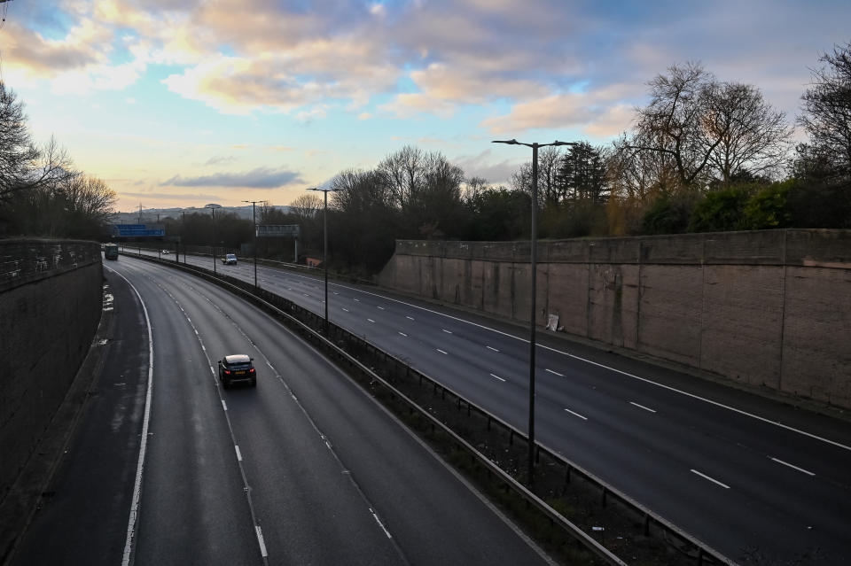 An empty stretch of the M5 motorway on Tuesday. (SWNS)